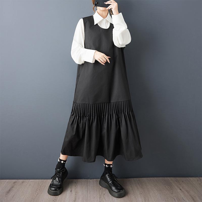 Spring 2026 Black Retro Long Vest Dress with Pleated Patchwork Design One Size чёрный
Spring 2026 Black Retro Long Vest Dress with Pleated Patchwork Design One Size чёрный