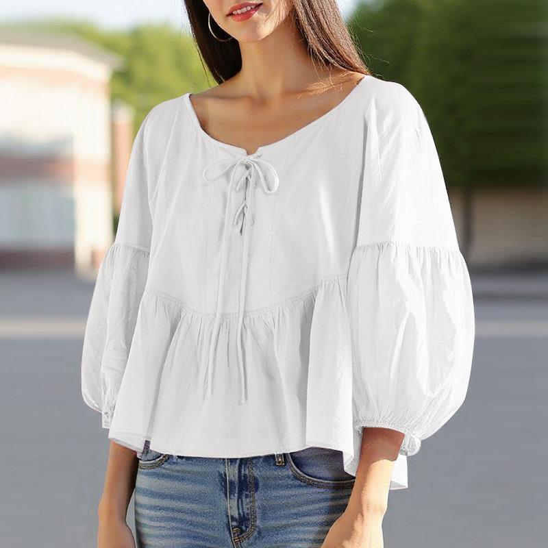 ZANZEA Женские винтажные блузки с круглым вырезом и рукавом-фонариком 3/4 S белый
ZANZEA Женские винтажные блузки с круглым вырезом и рукавом-фонариком 3/4 S белый