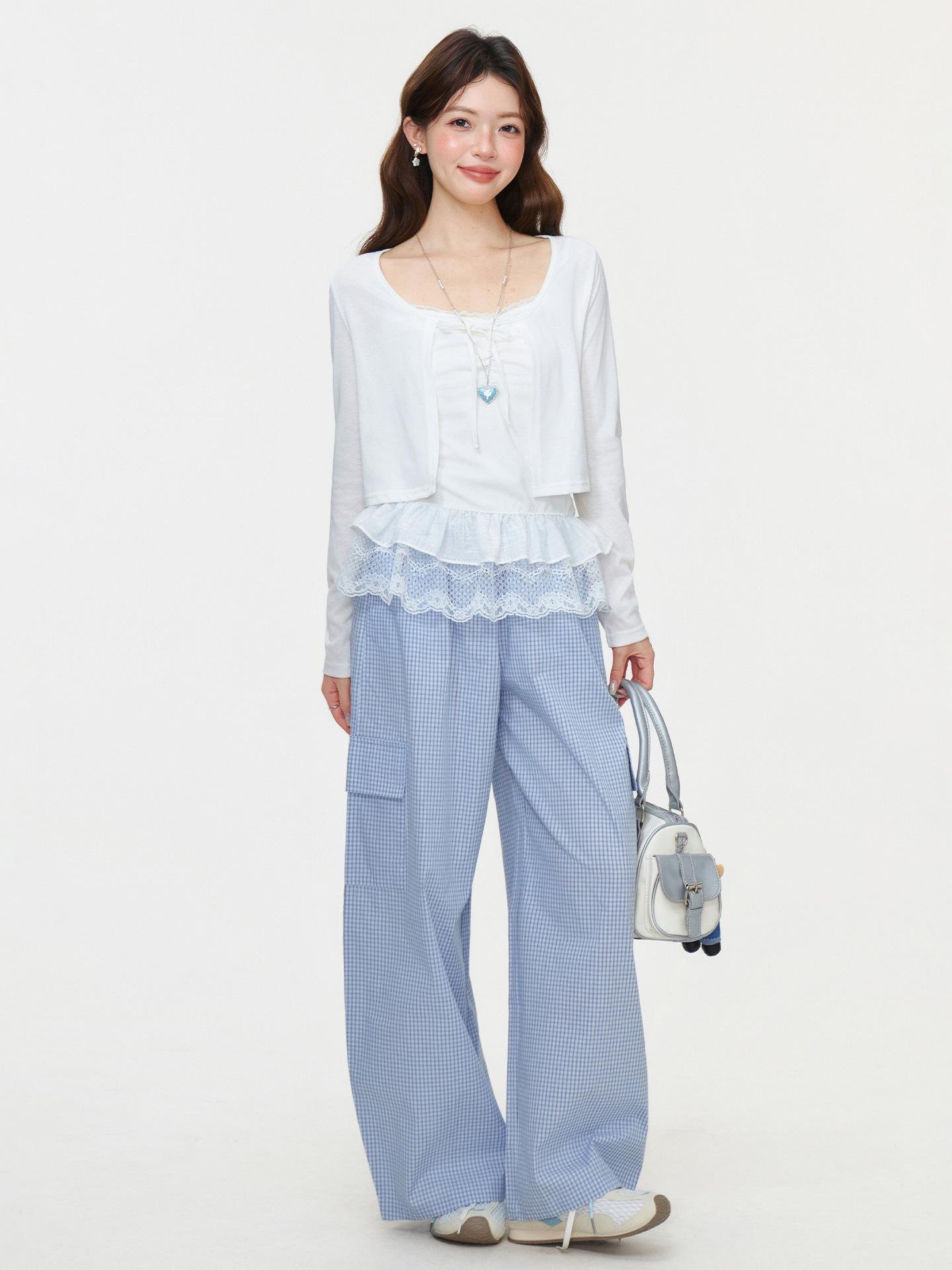 Pure lace, lotus leaf edge hem, sling vest, women s stacked cardigan, long sleeves, and early spring two-piece top S
Pure lace, lotus leaf edge hem, sling vest, women s stacked cardigan, long sleeves, and early spring two-piece top S
