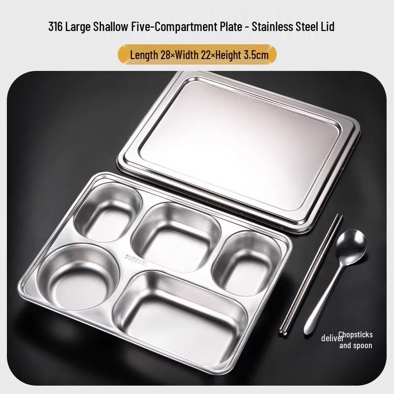 Food Grade 316 Stainless Steel 5-Compartment Student Lunch Tray with Lid
Food Grade 316 Stainless Steel 5-Compartment Student Lunch Tray with Lid