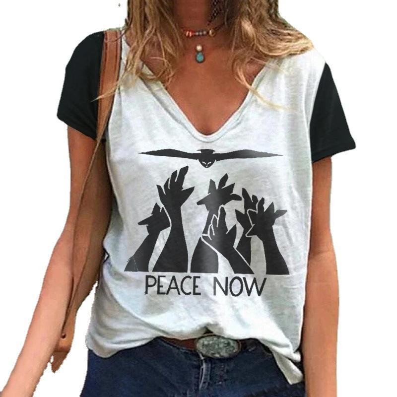 Summer V-neck 3D Peace Printed Top Fashionable Casual Short Sleeved Women s T-shirts XS
Summer V-neck 3D Peace Printed Top Fashionable Casual Short Sleeved Women s T-shirts XS