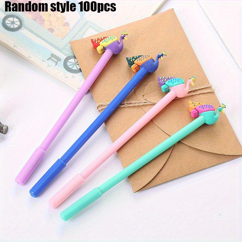 100pcs 0.5mm Creative cartoon peacock shape Black neutral pen, Random style Good quality school exam prize pen Supplies, Smooth writing Learning Random style 100pcs
100pcs 0.5mm Creative cartoon peacock shape Black neutral pen, Random style Good quality school exam prize pen Supplies, Smooth writing Learning Random style 100pcs