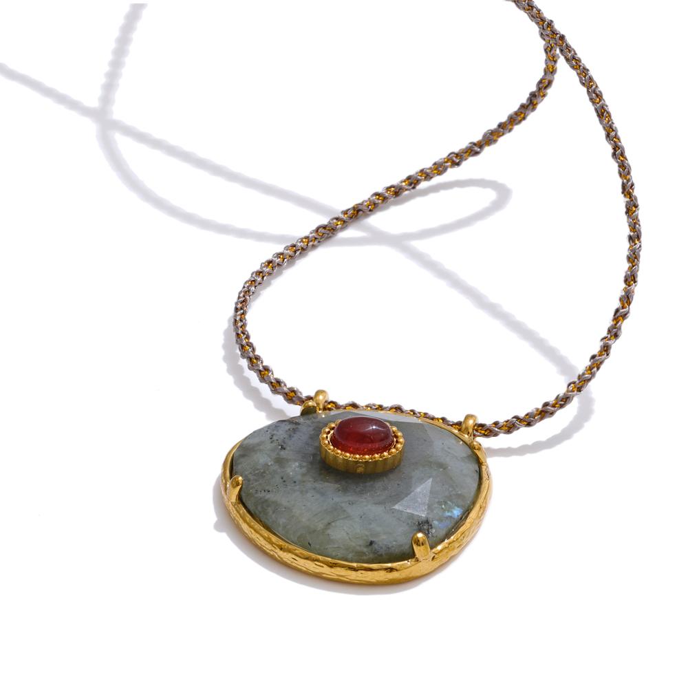 Yhpup Natural Spectrolite Agate Stone Oval Pendant Necklace for Women Golden Stainless Steel Exquisite Fashion Jewelry Gift
Yhpup Natural Spectrolite Agate Stone Oval Pendant Necklace for Women Golden Stainless Steel Exquisite Fashion Jewelry Gift
