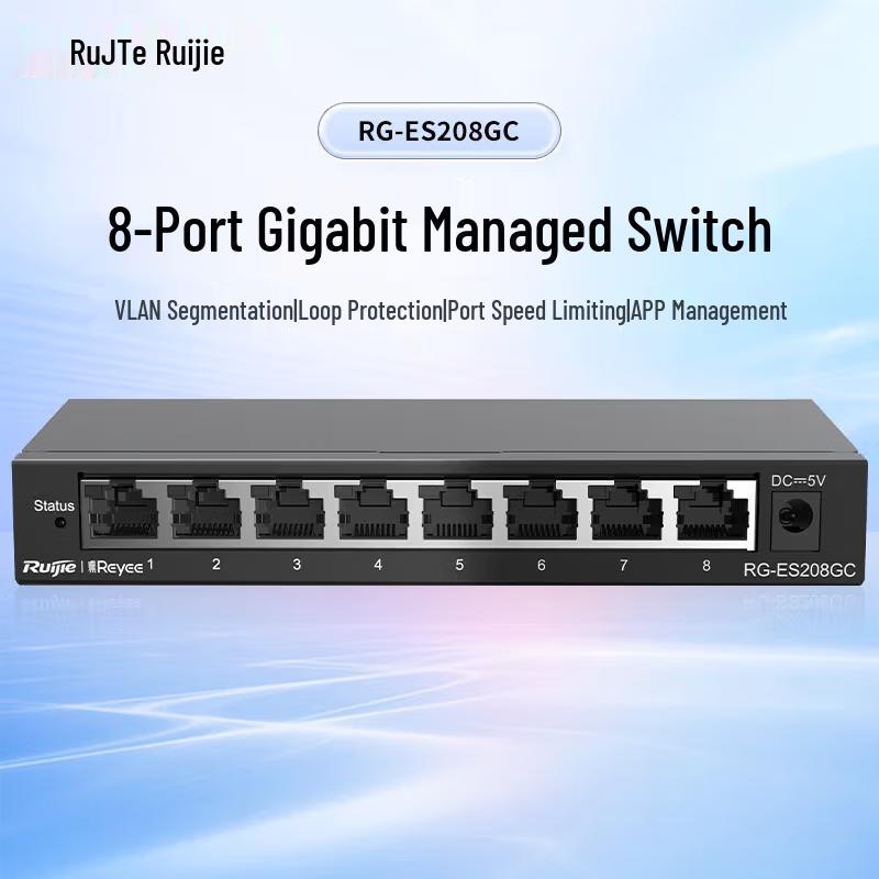 Ruijie RG-ES208GC 8-Port Gigabit Non-Managed Switch
Ruijie RG-ES208GC 8-Port Gigabit Non-Managed Switch