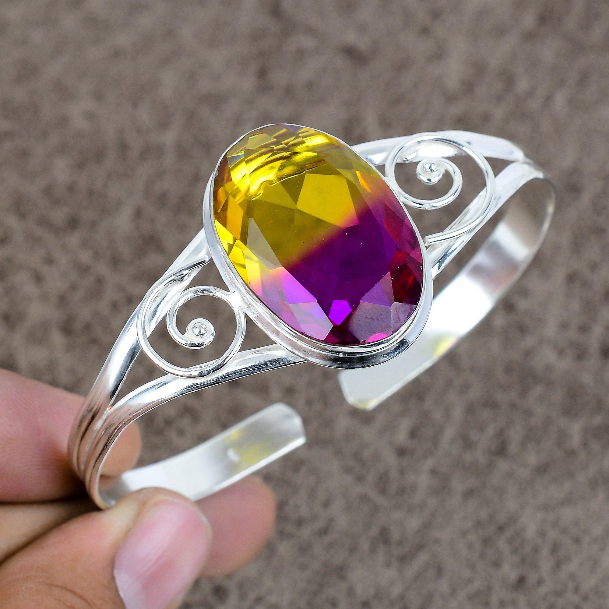 Bi-Color Tourmaline Gemstone 925 Sterling Silver Cuff Bangle Adjustable KKG-238
Bi-Color Tourmaline Gemstone 925 Sterling Silver Cuff Bangle Adjustable KKG-238
