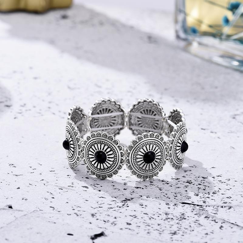 Classic Ethnic Acrylic Stone Flower Bracelets for Women Elegant Boho Vintage Silver Color Elastic Bracelets Jewelry Accessories
Classic Ethnic Acrylic Stone Flower Bracelets for Women Elegant Boho Vintage Silver Color Elastic Bracelets Jewelry Accessories