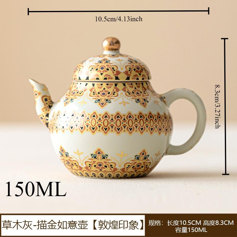 Wood Ash Gilded Tea Pot Ceramic Teapot Chinese Dunhuang Home Use Gongfu Teapot with Strainer
Wood Ash Gilded Tea Pot Ceramic Teapot Chinese Dunhuang Home Use Gongfu Teapot with Strainer