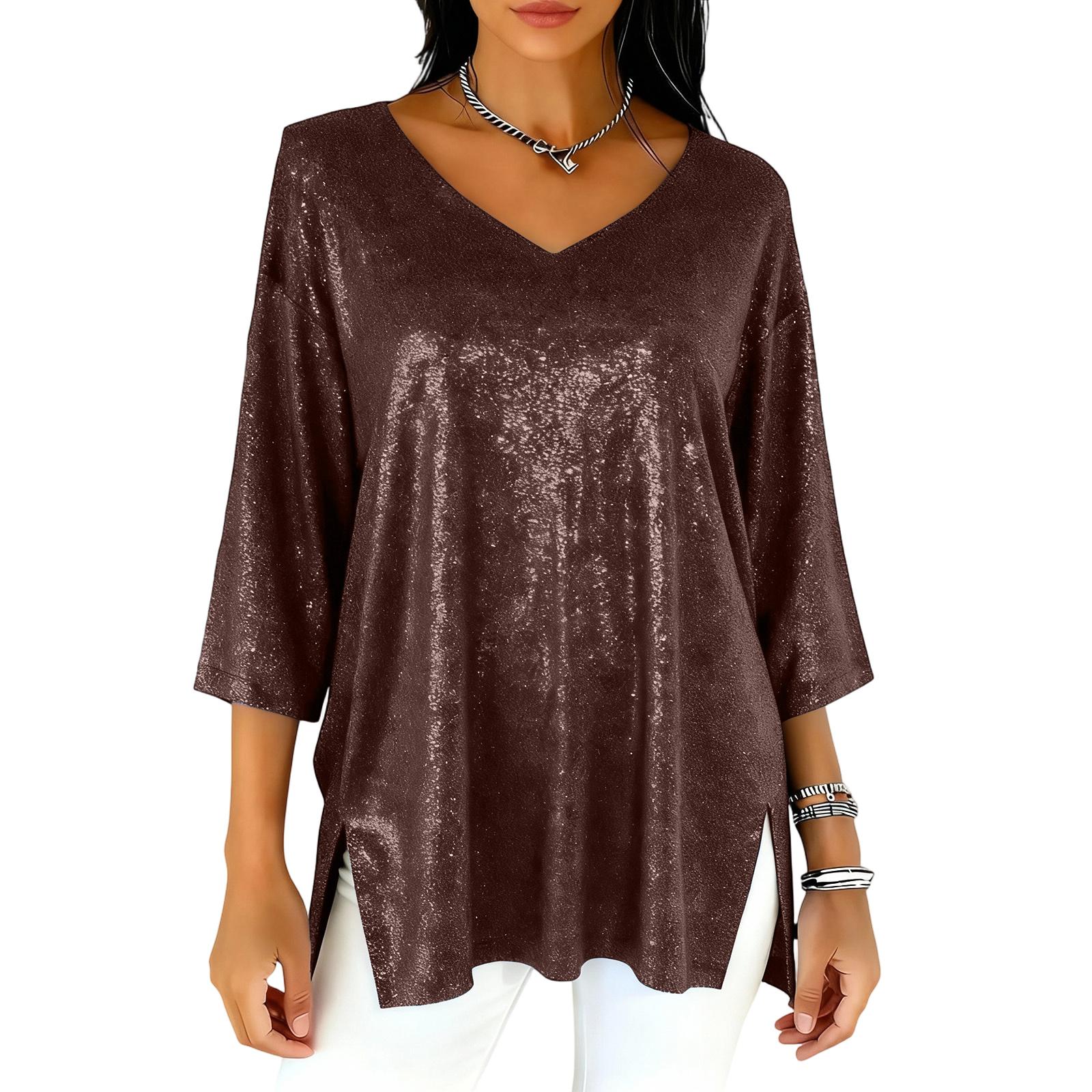 Women’s V Neck Sequin Tunic Top Loose Fit Three Quarter Sleeve Shiny Blouse Casual Shirt for Daily Wear XXXL кофейный
Women’s V Neck Sequin Tunic Top Loose Fit Three Quarter Sleeve Shiny Blouse Casual Shirt for Daily Wear XXXL кофейный