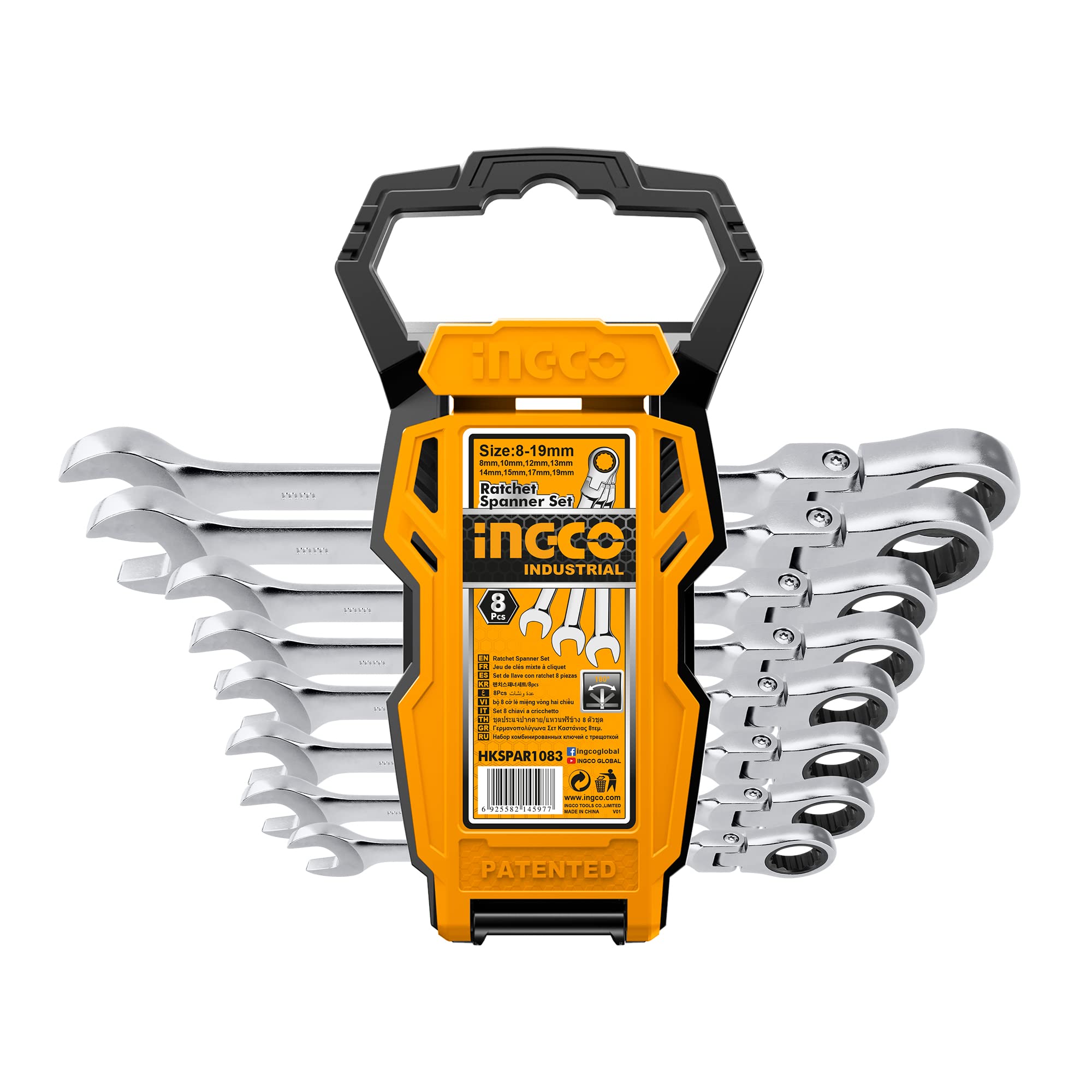 INGCO Swing Ratchet Wrench Set of Automotive HKSPAR1083 Set, 8, 8-19mm, Spanner, Assembly, Repair, Cr-V Material, Cr-Mo Material,
INGCO Swing Ratchet Wrench Set of Automotive HKSPAR1083 Set, 8, 8-19mm, Spanner, Assembly, Repair, Cr-V Material, Cr-Mo Material,
