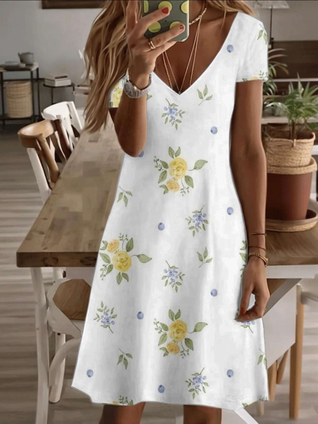 Vneck shortsleeve midi dress yellow rose floral print pattern 3D premium print durable breathable elegant casual fashion summer style garden inspired M дубильная кора
Vneck shortsleeve midi dress yellow rose floral print pattern 3D premium print durable breathable elegant casual fashion summer style garden inspired M дубильная кора
