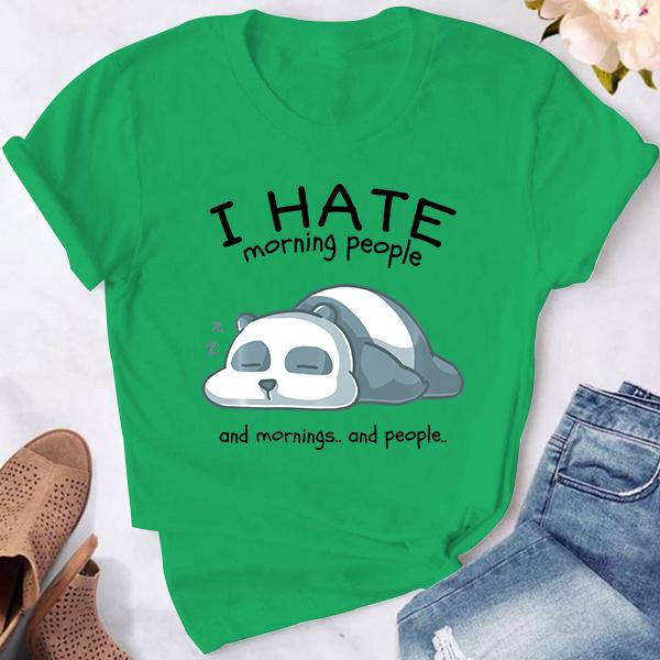 Милые футболки с принтом «Я ненавижу утренних людей» для женщин, летние, с коротким рукавом, повседневные, с круглым вырезом, женские креативные топы 3XL
Милые футболки с принтом «Я ненавижу утренних людей» для женщин, летние, с коротким рукавом, повседневные, с круглым вырезом, женские креативные топы 3XL
