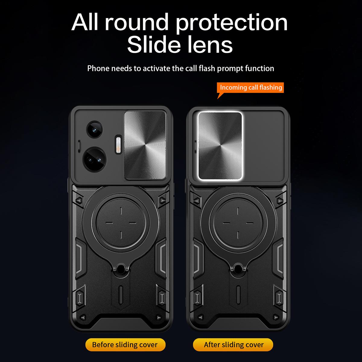 For Realme GT3 5G/GT Neo 5 5G PC+TPU Rotate Kickstand Cover Slide Lens Protection Shockproof Phone Case Black
For Realme GT3 5G/GT Neo 5 5G PC+TPU Rotate Kickstand Cover Slide Lens Protection Shockproof Phone Case Black