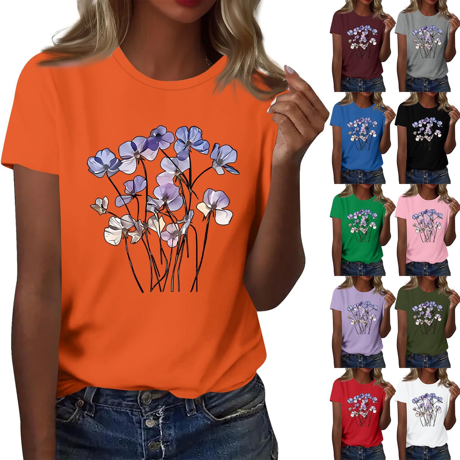 Ladies Loose Comfortable Casual Fashionable Plant Flower Printed Round Neck Short Sleeved Shirt M
Ladies Loose Comfortable Casual Fashionable Plant Flower Printed Round Neck Short Sleeved Shirt M