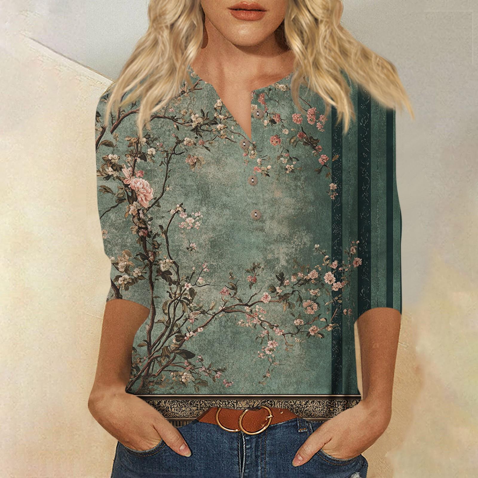 Women s Loose Casual Seven Quarter Sleeve Floral Print Round Neck Button Up Top Top XXXL світло-рожевий колір
Women s Loose Casual Seven Quarter Sleeve Floral Print Round Neck Button Up Top Top XXXL світло-рожевий колір