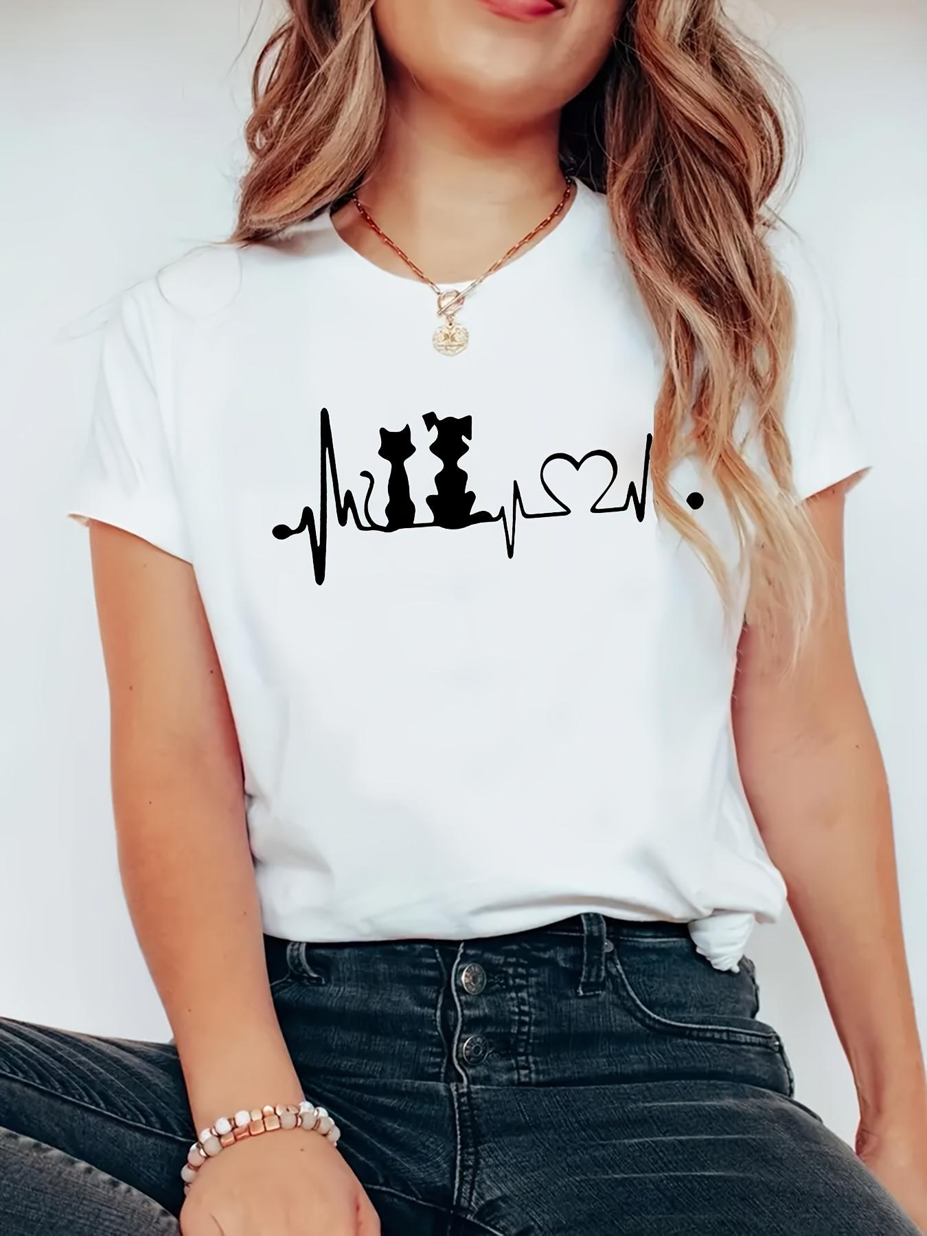 Women s Casual Crew Neck T-Shirt with Heart Print - Soft Polyester, Machine Washable - Perfect for Spring & Summer S белый
Women s Casual Crew Neck T-Shirt with Heart Print - Soft Polyester, Machine Washable - Perfect for Spring & Summer S белый