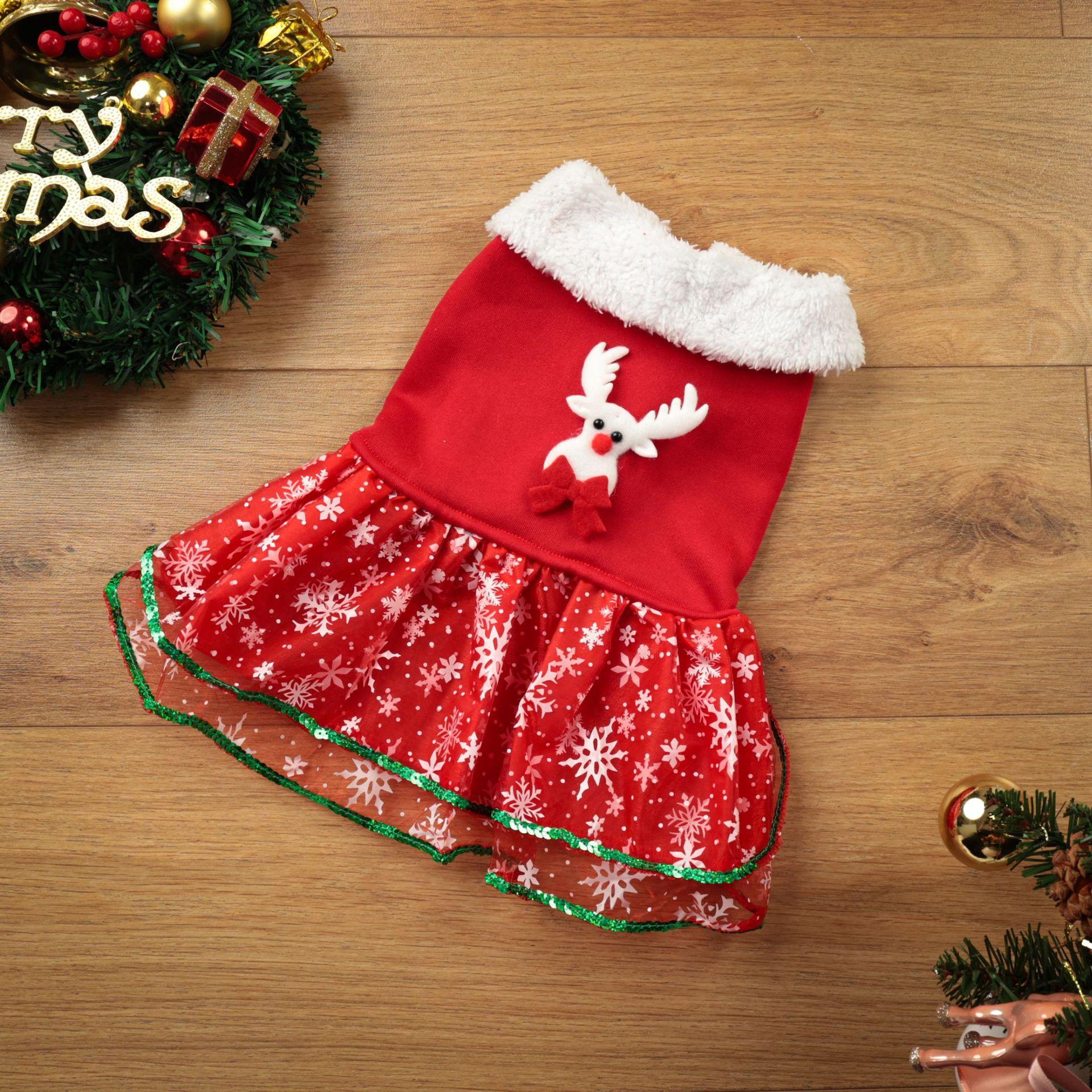 Christmas Dog Clothes Christmas Elk Santa Claus Creative Christmas Dog Warm Snowflake Sequin Dress Creative Pet Dress Up S
Christmas Dog Clothes Christmas Elk Santa Claus Creative Christmas Dog Warm Snowflake Sequin Dress Creative Pet Dress Up S
