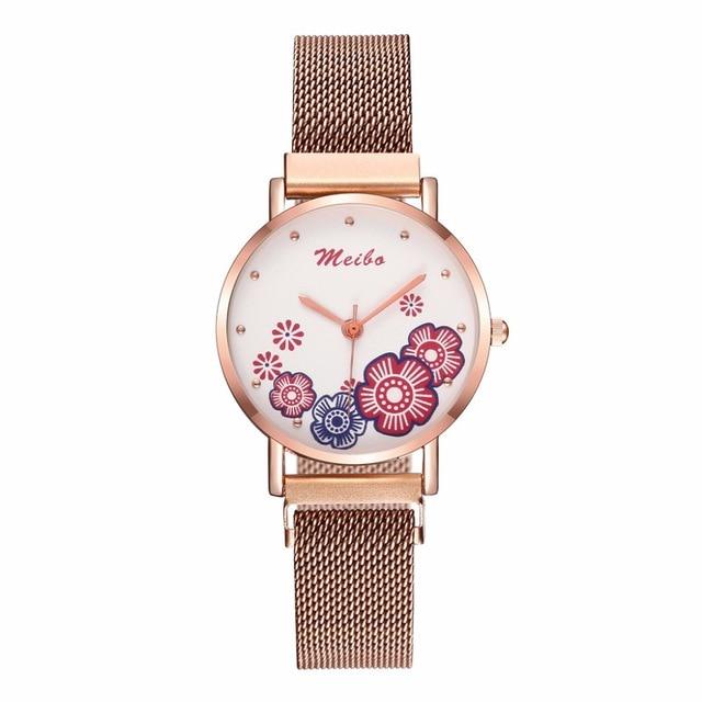 Модные женские часы с магнитной пряжкой и цветком, роскошные женские кварцевые часы из нержавеющей стали с розой для часов
Модные женские часы с магнитной пряжкой и цветком, роскошные женские кварцевые часы из нержавеющей стали с розой для часов