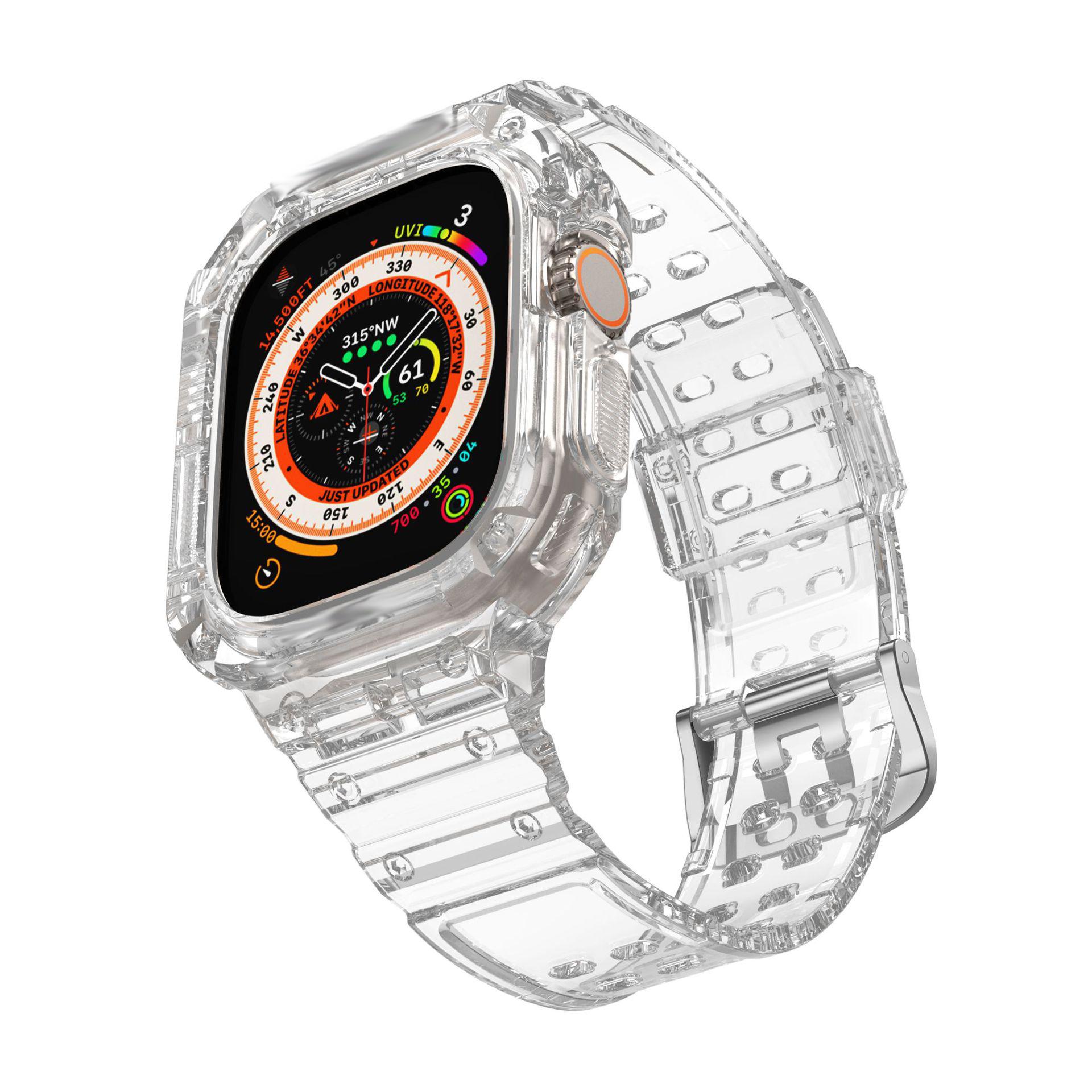Ремешок для Apple Watch Band Ultra 49 мм Аксессуары Прозрачный Спортивный силиконовый браслет+Защитный бампер чехол для iwatch 49 мм 49mm прозрачный
Ремешок для Apple Watch Band Ultra 49 мм Аксессуары Прозрачный Спортивный силиконовый браслет+Защитный бампер чехол для iwatch 49 мм 49mm прозрачный