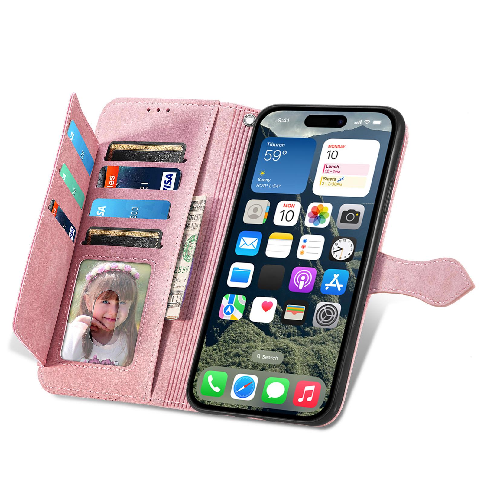 For iPhone 16 Zipper Wallet Case with Strap Flower Imprint PU Leather Phone Cover Pink
For iPhone 16 Zipper Wallet Case with Strap Flower Imprint PU Leather Phone Cover Pink