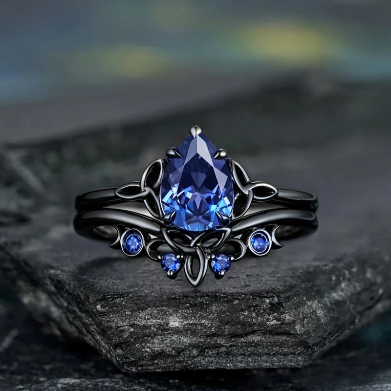 Huitan Unique Black Plated Female Rings with Pear Blue Cubic Zirconia Temperament Elegant Lady Rings for Party Vintage Zircon 6
Huitan Unique Black Plated Female Rings with Pear Blue Cubic Zirconia Temperament Elegant Lady Rings for Party Vintage Zircon 6