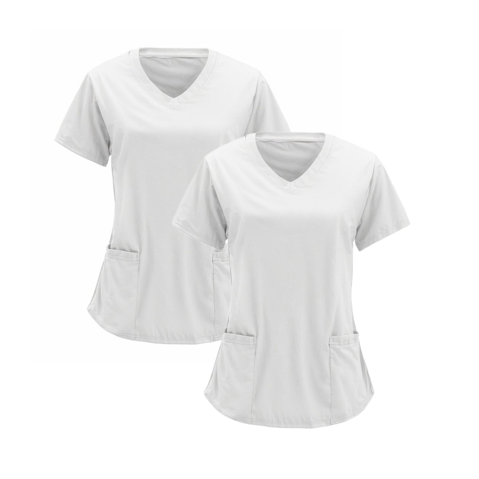 2PC Women s Work Clothes V-neck Double Layer Pockets Basic Short Sleeve Top Pullover S білий
2PC Women s Work Clothes V-neck Double Layer Pockets Basic Short Sleeve Top Pullover S білий