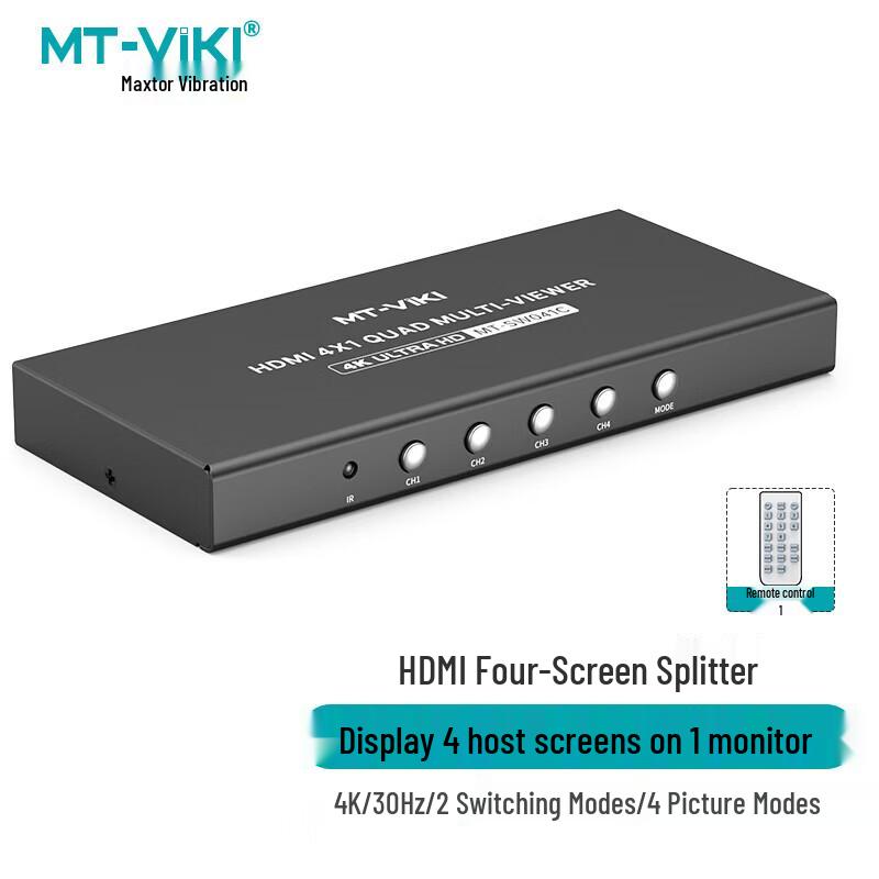 MT-viki 4K 4-Port HDMI Multiviewer Splitter
MT-viki 4K 4-Port HDMI Multiviewer Splitter