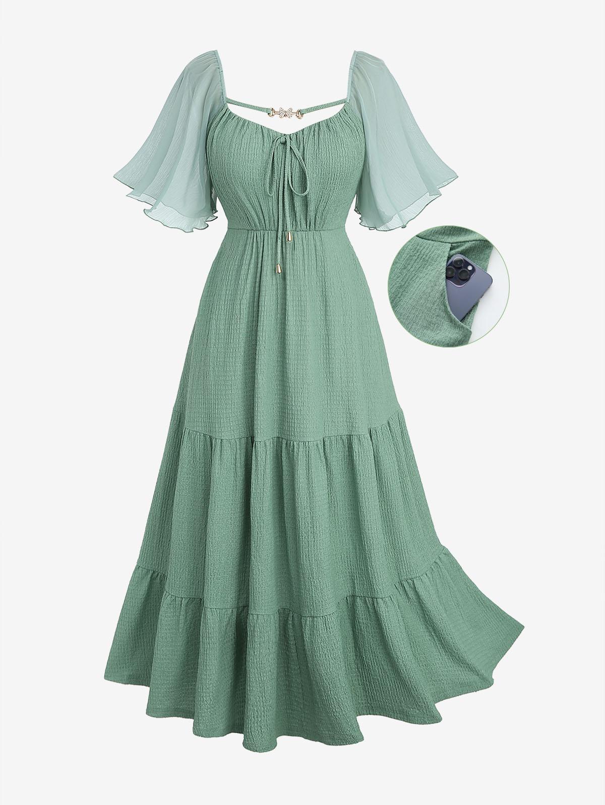 Rosegal Plus Size Chiffon Sleeves Textured Tied Butterfly Decor Strap Pocket A Line Dress 5XL
Rosegal Plus Size Chiffon Sleeves Textured Tied Butterfly Decor Strap Pocket A Line Dress 5XL