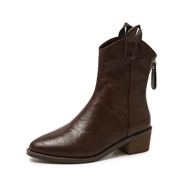 Французские кожаные короткие остроносые ботинки в стиле вестерн, женские туфли на среднем каблуке, облегающие, черные/коричневые, с застежкой-молнией сзади, размер 43 43 коричневый
Французские кожаные короткие остроносые ботинки в стиле вестерн, женские туфли на среднем каблуке, облегающие, черные/коричневые, с застежкой-молнией сзади, размер 43 43 коричневый