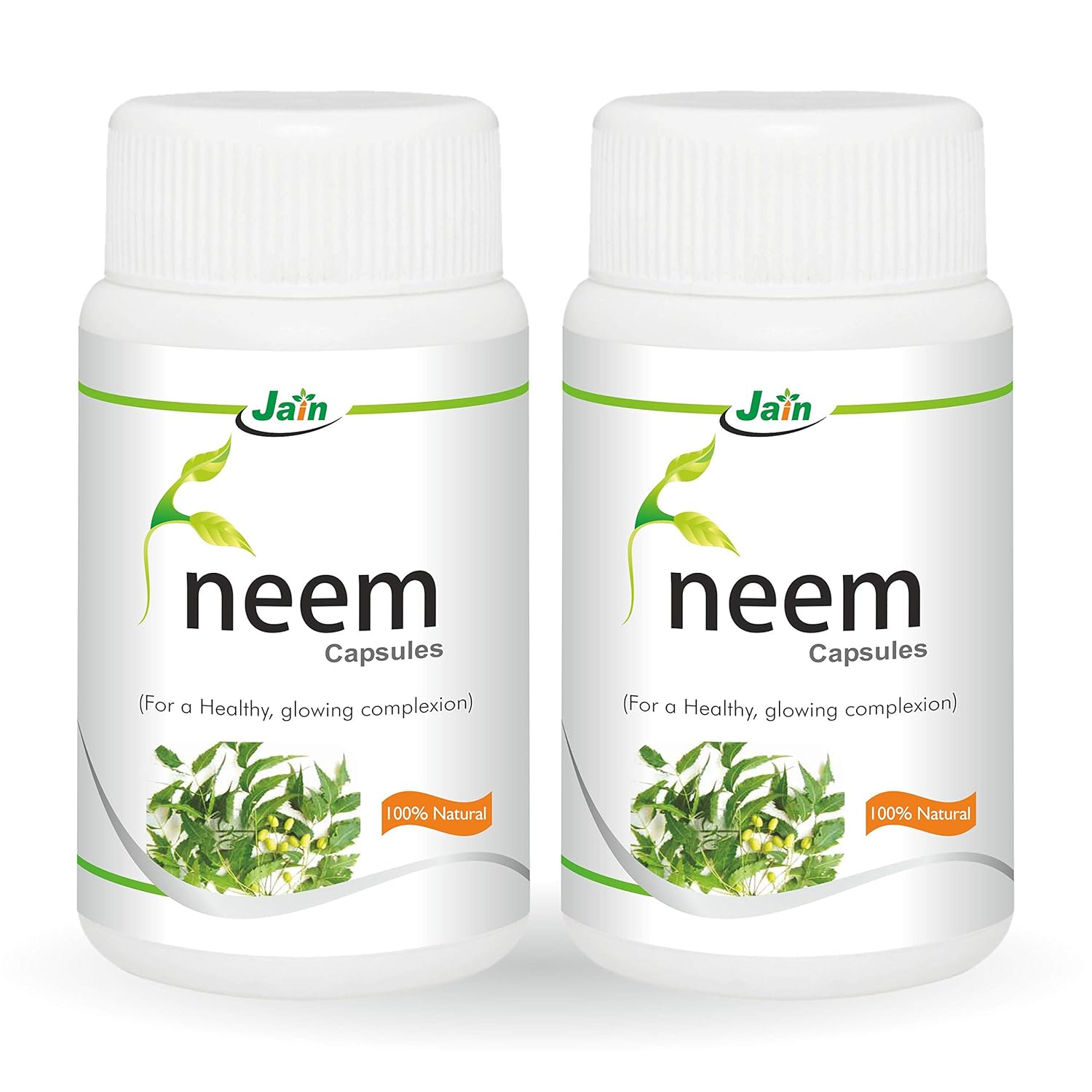 JAIN Neem Capsules 60 X Pack 2 Count Natural Herbal Supplement for Skin and Wellness Care
JAIN Neem Capsules 60 X Pack 2 Count Natural Herbal Supplement for Skin and Wellness Care