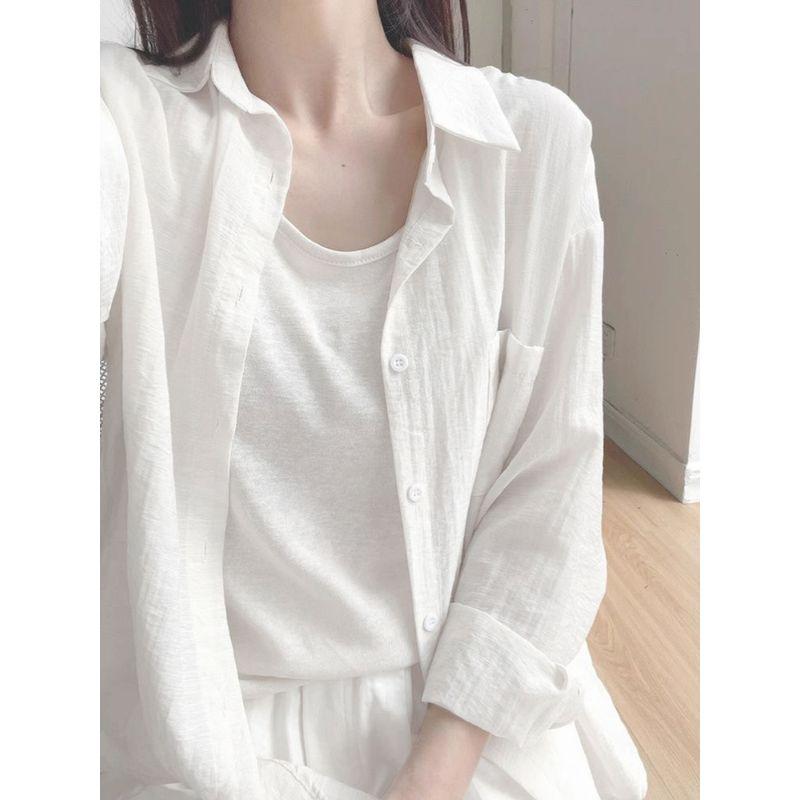 Korean Style White in Thin Section Sun Protection Long Sleeves Shirt Women s Summer Wear New Arrival Loose and Lazy Style Shirt Casual Coat Top White S Suggested 37.50 kg-45.00 kg
Korean Style White in Thin Section Sun Protection Long Sleeves Shirt Women s Summer Wear New Arrival Loose and Lazy Style Shirt Casual Coat Top White S Suggested 37.50 kg-45.00 kg