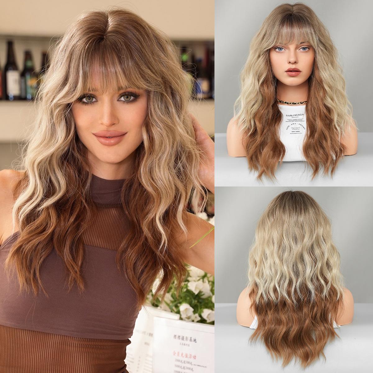 European and American Style Women’s Fashion Red Curly Wig Full Wig with Blunt Bangs Long Wavy Wig кавовий
European and American Style Women’s Fashion Red Curly Wig Full Wig with Blunt Bangs Long Wavy Wig кавовий