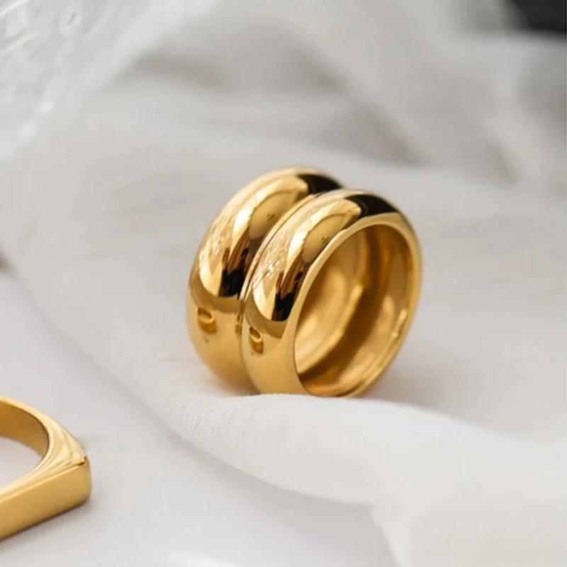 Fashion Double Round Dome Chunky Rings for Women Smooth Gold Plated Stainless Steel Finger Ring Waterproof Zircon Gifts US 8 золотий
Fashion Double Round Dome Chunky Rings for Women Smooth Gold Plated Stainless Steel Finger Ring Waterproof Zircon Gifts US 8 золотий