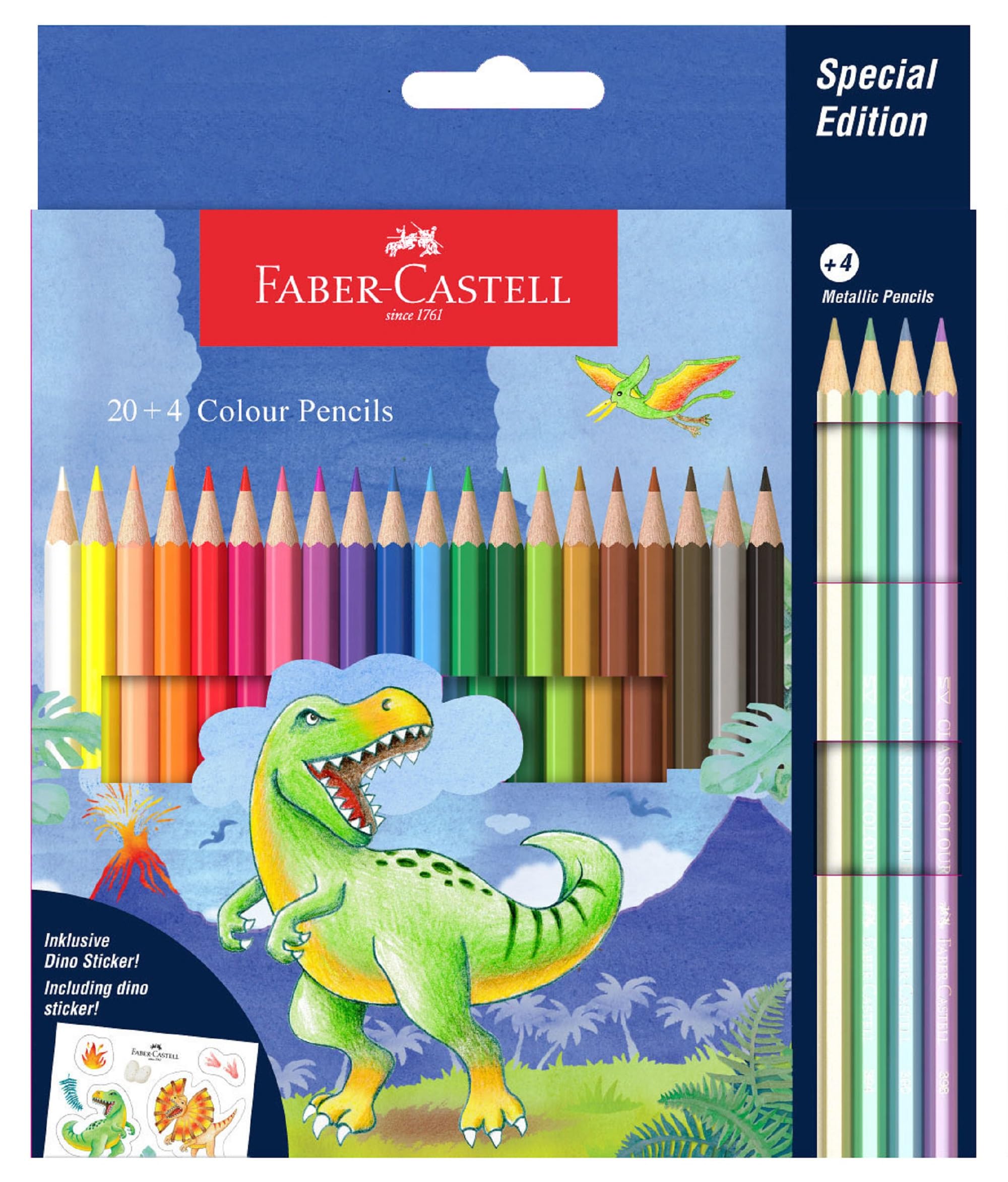 Faber-Castell Dinosaur Colored Pencils, 24-Color Set, Includes 6 Metallic Colors, 27181009
Faber-Castell Dinosaur Colored Pencils, 24-Color Set, Includes 6 Metallic Colors, 27181009