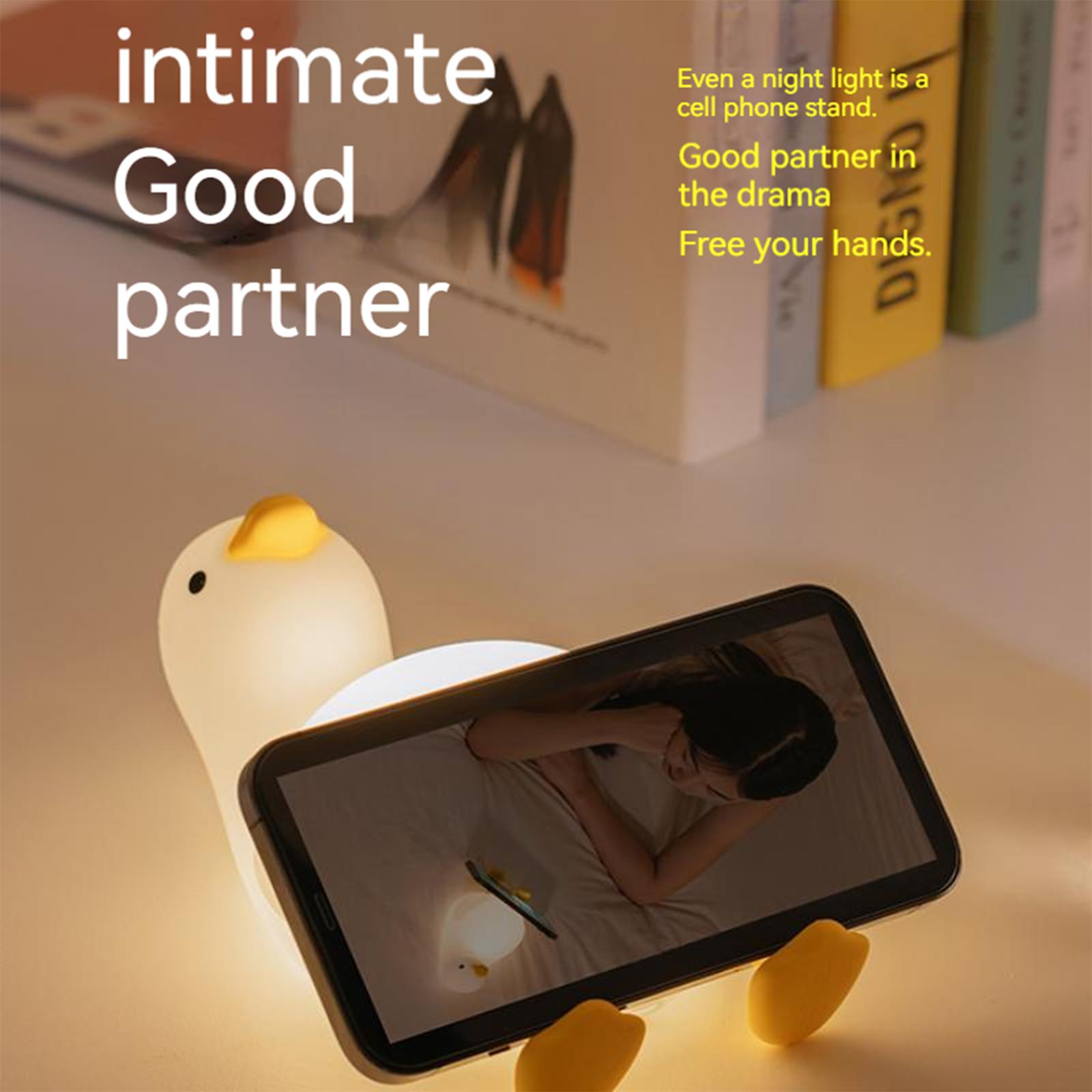Duck Night Light Warm White Adjustable Brightness Cute Silicone Tap Nursery Lamp with Mobile Phone Holder білий
Duck Night Light Warm White Adjustable Brightness Cute Silicone Tap Nursery Lamp with Mobile Phone Holder білий
