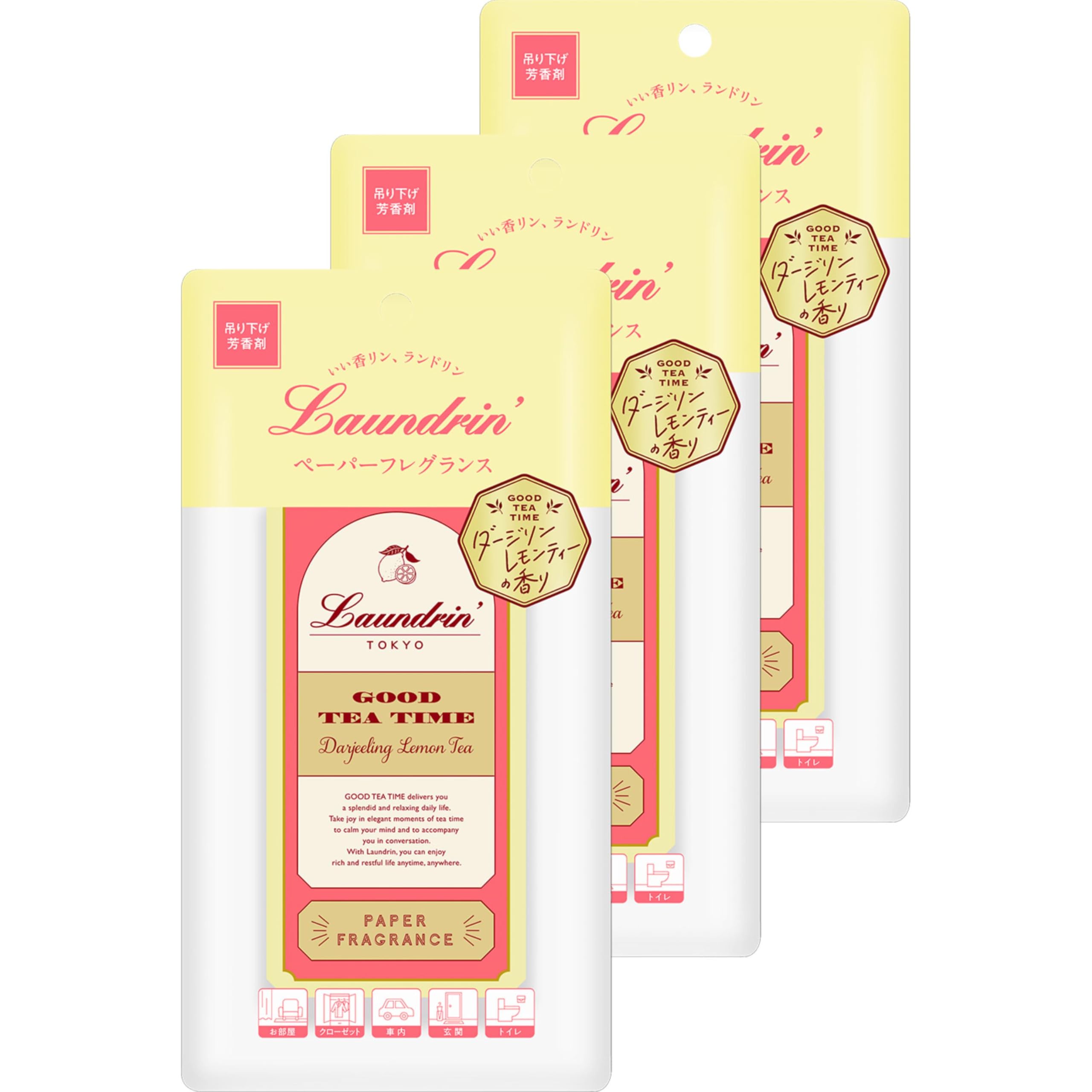 Laundrin Paper Fragrance Darjeeling Lemon Tea Scent Set Air Freshener 3-Piece
Laundrin Paper Fragrance Darjeeling Lemon Tea Scent Set Air Freshener 3-Piece