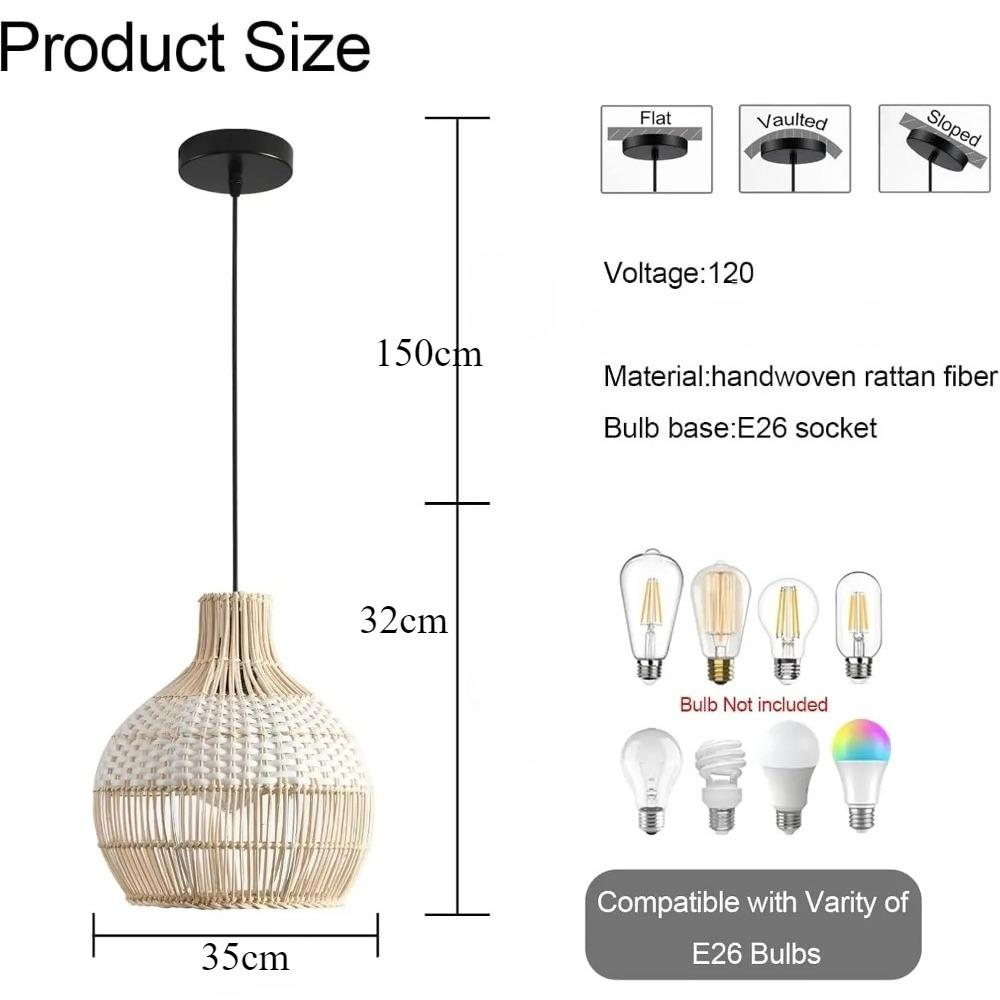 30CM Rattan Pendant Light Fixture Mini Hand-Woven White Rattan Chandelier Boho Wicker Hanging Lamp for Dining Living Kitchen No Bulb
30CM Rattan Pendant Light Fixture Mini Hand-Woven White Rattan Chandelier Boho Wicker Hanging Lamp for Dining Living Kitchen No Bulb