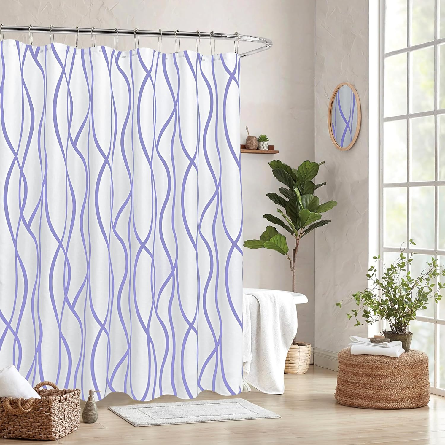 Biscaynebay Textured Fabric Shower Curtain - Lavender Stripes, Modern Luxury Linen, 72X72In, Machine Washable W60H190(CM)-1 Pcs
Biscaynebay Textured Fabric Shower Curtain - Lavender Stripes, Modern Luxury Linen, 72X72In, Machine Washable W60H190(CM)-1 Pcs