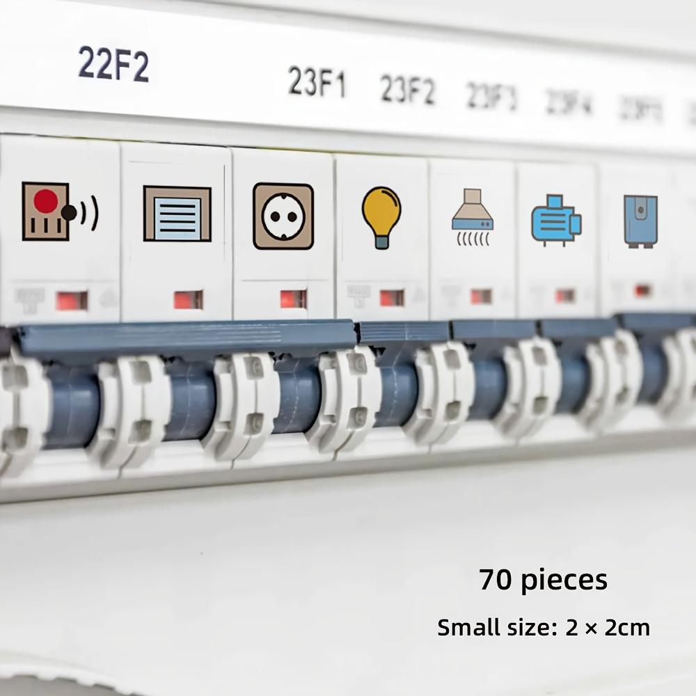 70pcs/Set Electrical Panel Label Stickers | White Power Distribution Box Electrical Screen Panel Circuit Breaker Reminder Stickers Convenient
70pcs/Set Electrical Panel Label Stickers | White Power Distribution Box Electrical Screen Panel Circuit Breaker Reminder Stickers Convenient