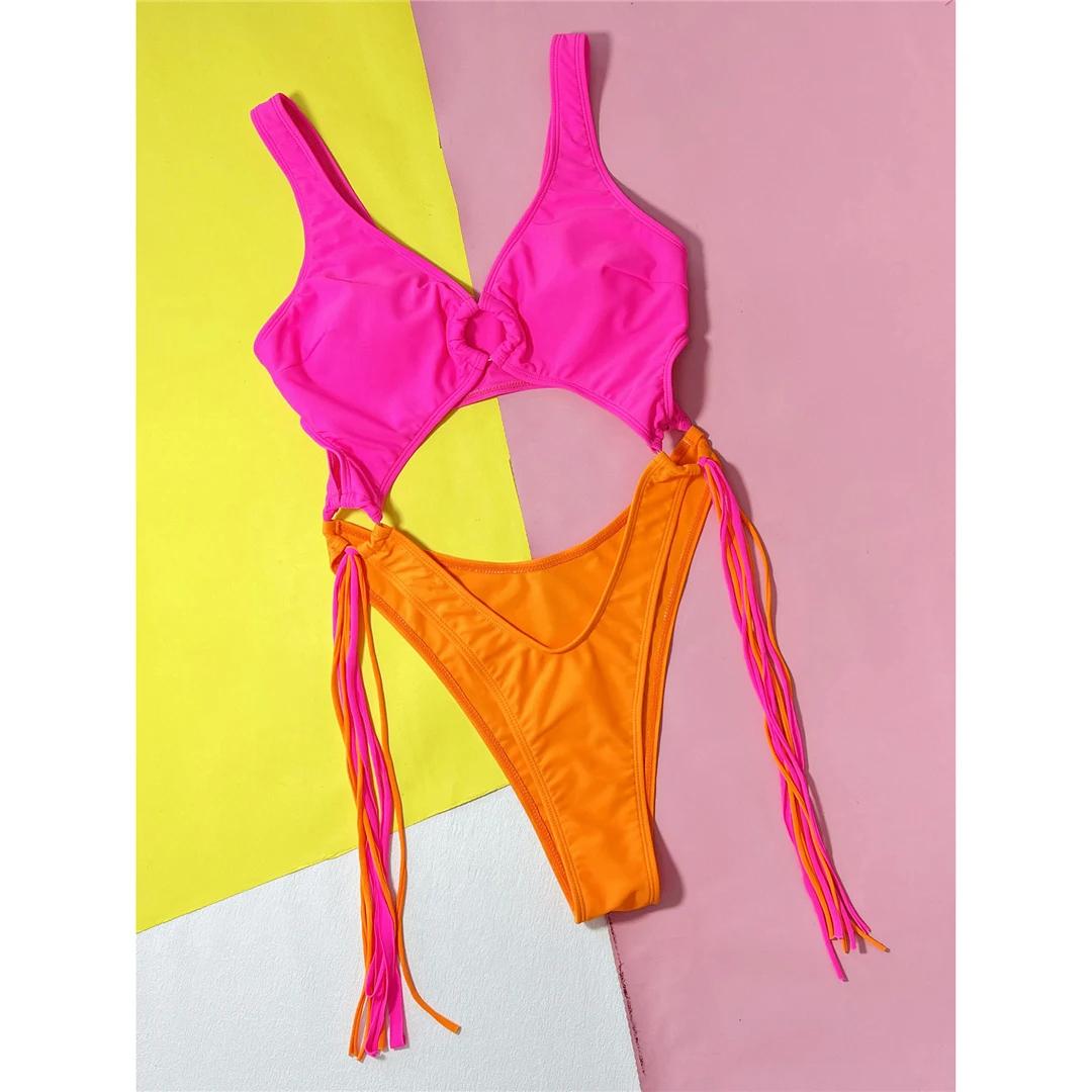 Tummy Cut Out Splicing Fringe Tassel Women Swimwear One Piece Swimsuit Female High Leg Cut Padded Bather Bathing Suit Swim S оранжевый/розовый
Tummy Cut Out Splicing Fringe Tassel Women Swimwear One Piece Swimsuit Female High Leg Cut Padded Bather Bathing Suit Swim S оранжевый/розовый