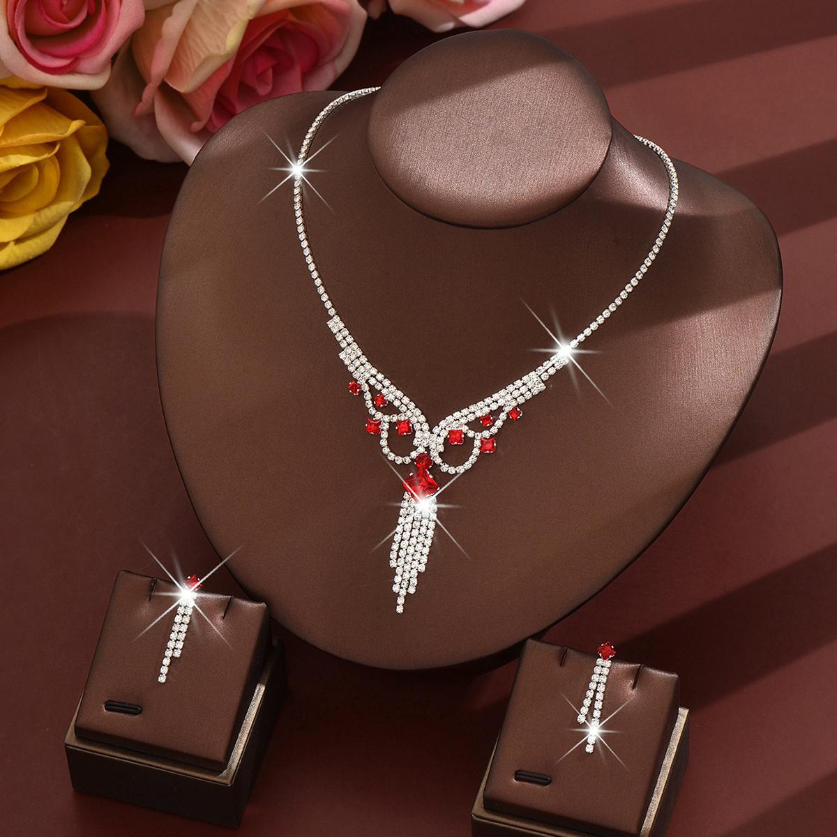 3pcs Bohemian Retro Feng Shui Diamond Tassel Women s Necklace Earring Set Beach Vacation Beach Party Daily Dressing Accessories 53cm червоний
3pcs Bohemian Retro Feng Shui Diamond Tassel Women s Necklace Earring Set Beach Vacation Beach Party Daily Dressing Accessories 53cm червоний