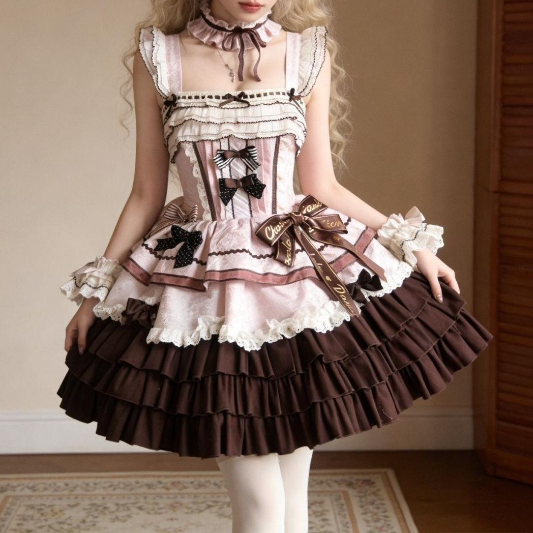 Sweet Japanese Lovely JK Dress Set Women Cute Bow Sleeveless Cake Skirt Stitching Harajuku Party Lolita Outfit Summer L рожевий
Sweet Japanese Lovely JK Dress Set Women Cute Bow Sleeveless Cake Skirt Stitching Harajuku Party Lolita Outfit Summer L рожевий