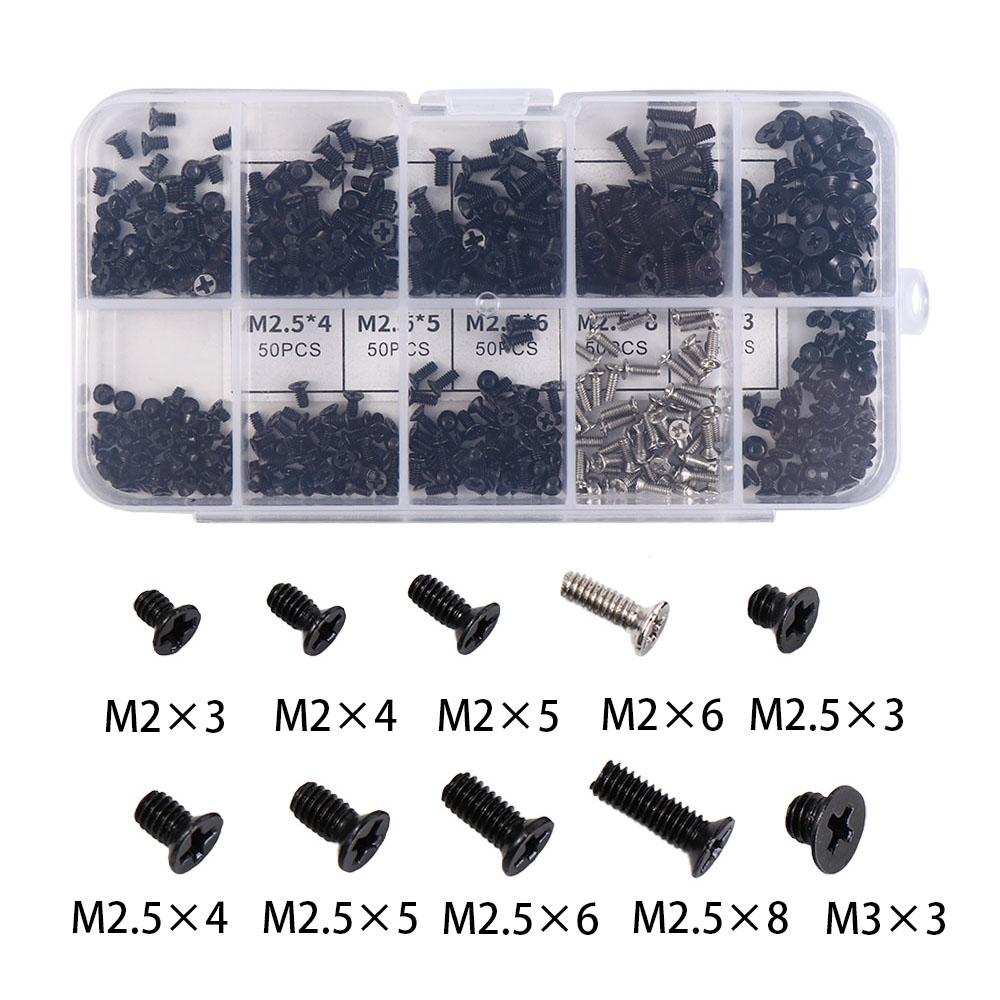 500Pcs M2 M2.5 M3 Laptop Screws Set Carbon Steel Screws Assortment Kit RC Screw Box Kit PC Case 500pcs
500Pcs M2 M2.5 M3 Laptop Screws Set Carbon Steel Screws Assortment Kit RC Screw Box Kit PC Case 500pcs
