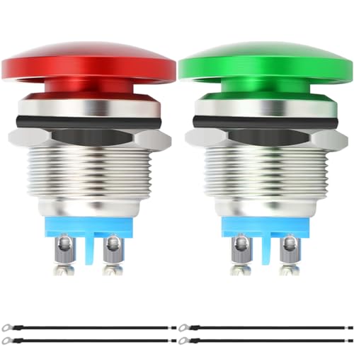 MKBKLLJY 2Pcs 22mm Mushroom Head Push Button Switch for Car Boat with Terminal Wire Red/Green IP65 Waterproof DC 12V 3A AC 110V 5A SPST
MKBKLLJY 2Pcs 22mm Mushroom Head Push Button Switch for Car Boat with Terminal Wire Red/Green IP65 Waterproof DC 12V 3A AC 110V 5A SPST
