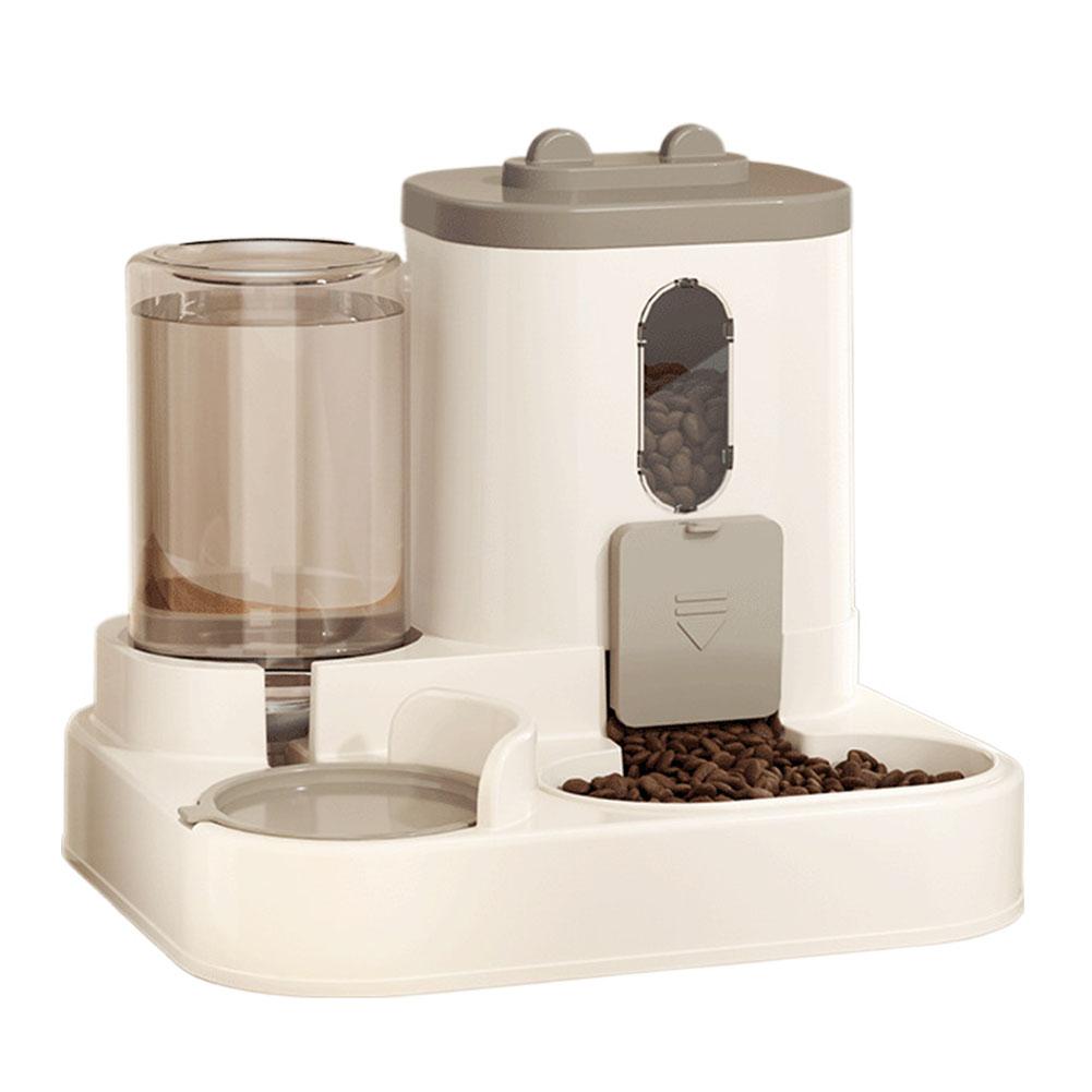 2-в-1 Автоматическая кормушка для кошек, собак, миска для корма, диспенсер для воды, большая машина, чайник, плата за питье для домашних животных X0S8 Gray-1set