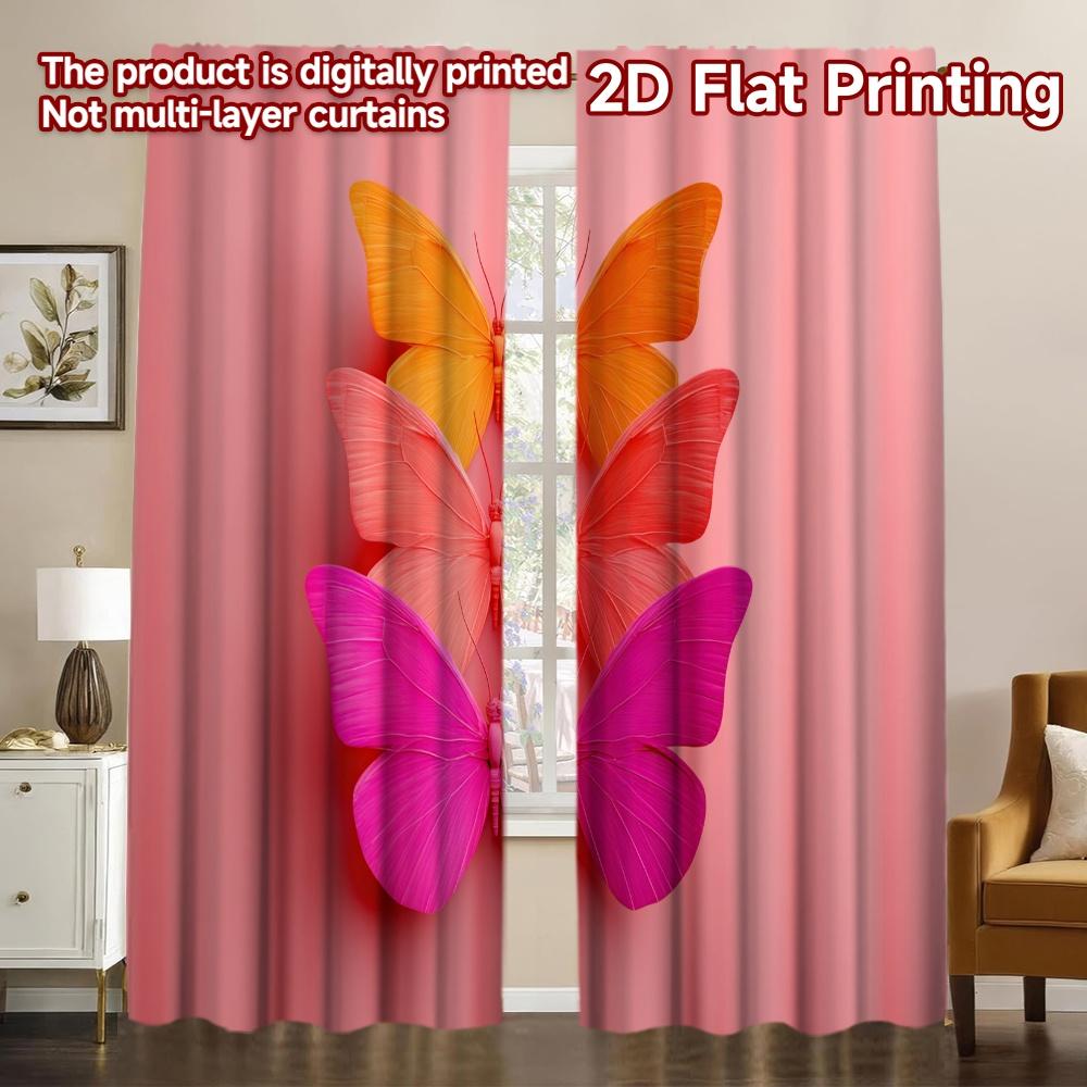 2D FLAT PRINTING 2pcs Curtains (Without Rod) Colorful Butterflies on Pink Print Chic Curtains Machine Washable Fabric Curtains 100*130 Grommet Top 1pcs
2D FLAT PRINTING 2pcs Curtains (Without Rod) Colorful Butterflies on Pink Print Chic Curtains Machine Washable Fabric Curtains 100*130 Grommet Top 1pcs