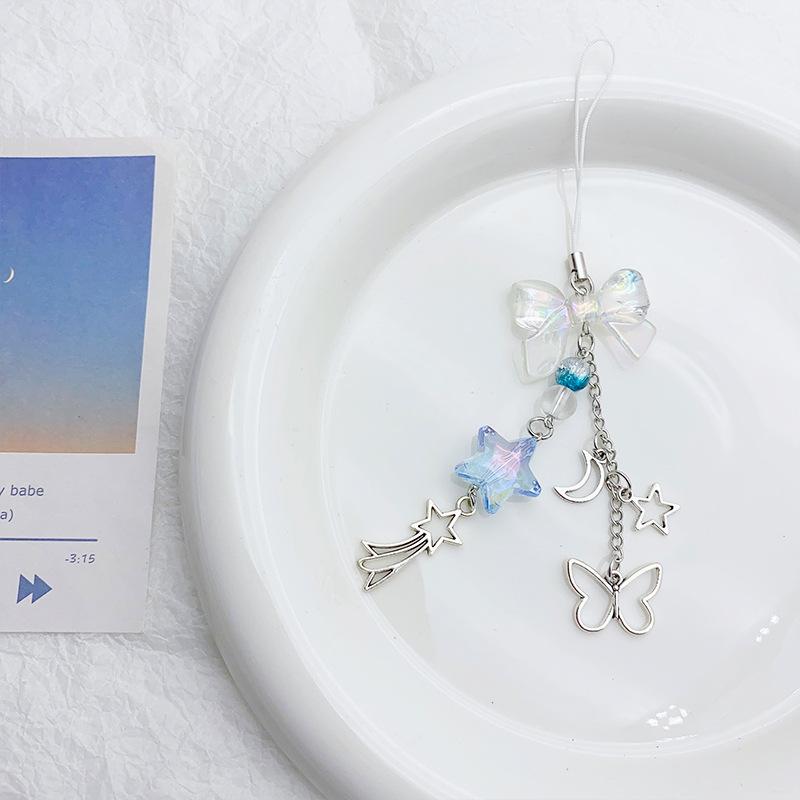 2Pcs Summer cool blue and pink tassel, butterfly, star and moon, laser bow, Guben pendant, mobile phone chain
2Pcs Summer cool blue and pink tassel, butterfly, star and moon, laser bow, Guben pendant, mobile phone chain
