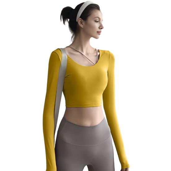 Inner Padded Yoga Tops Women Sexy Back Long Sleeve Yoga Top Sport High Elastic Gym Fitness Running Workout L жовтий
Inner Padded Yoga Tops Women Sexy Back Long Sleeve Yoga Top Sport High Elastic Gym Fitness Running Workout L жовтий
