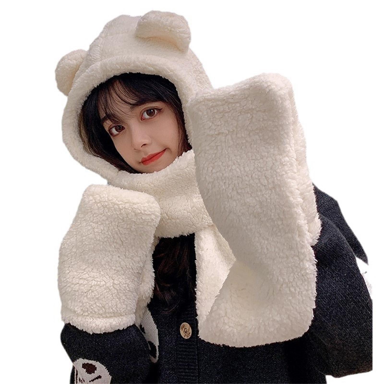 Осенне-зимняя шапка, шарф для верховой езды в одном милом кашемировом шарфе из трех частей, теплая шапка для детей