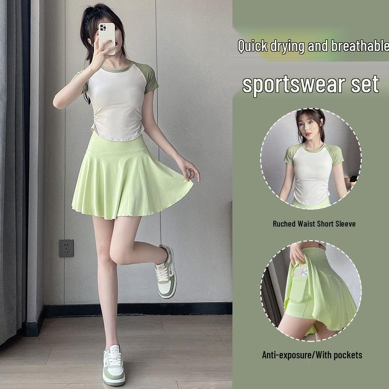 Women s Tennis Sportswear Set: Summer Elastic Yoga Suit with Quick-Dry Shirt & Slimming Badminton Skirt, Ideal for Morning Runs & Gym. M
Women s Tennis Sportswear Set: Summer Elastic Yoga Suit with Quick-Dry Shirt & Slimming Badminton Skirt, Ideal for Morning Runs & Gym. M