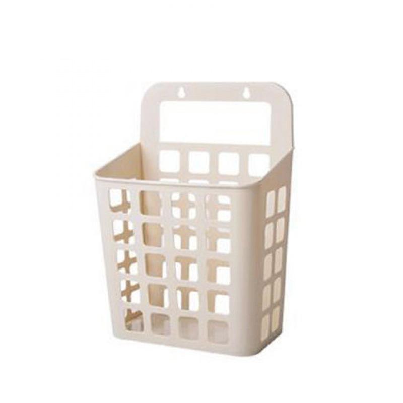 Подвесная корзина для грязного белья Корзины для хранения Держатель Органайзер Контейнер Крышка Настенный монтаж Дренажные отверстия Детская спальня Гостиная 37cm бежевый